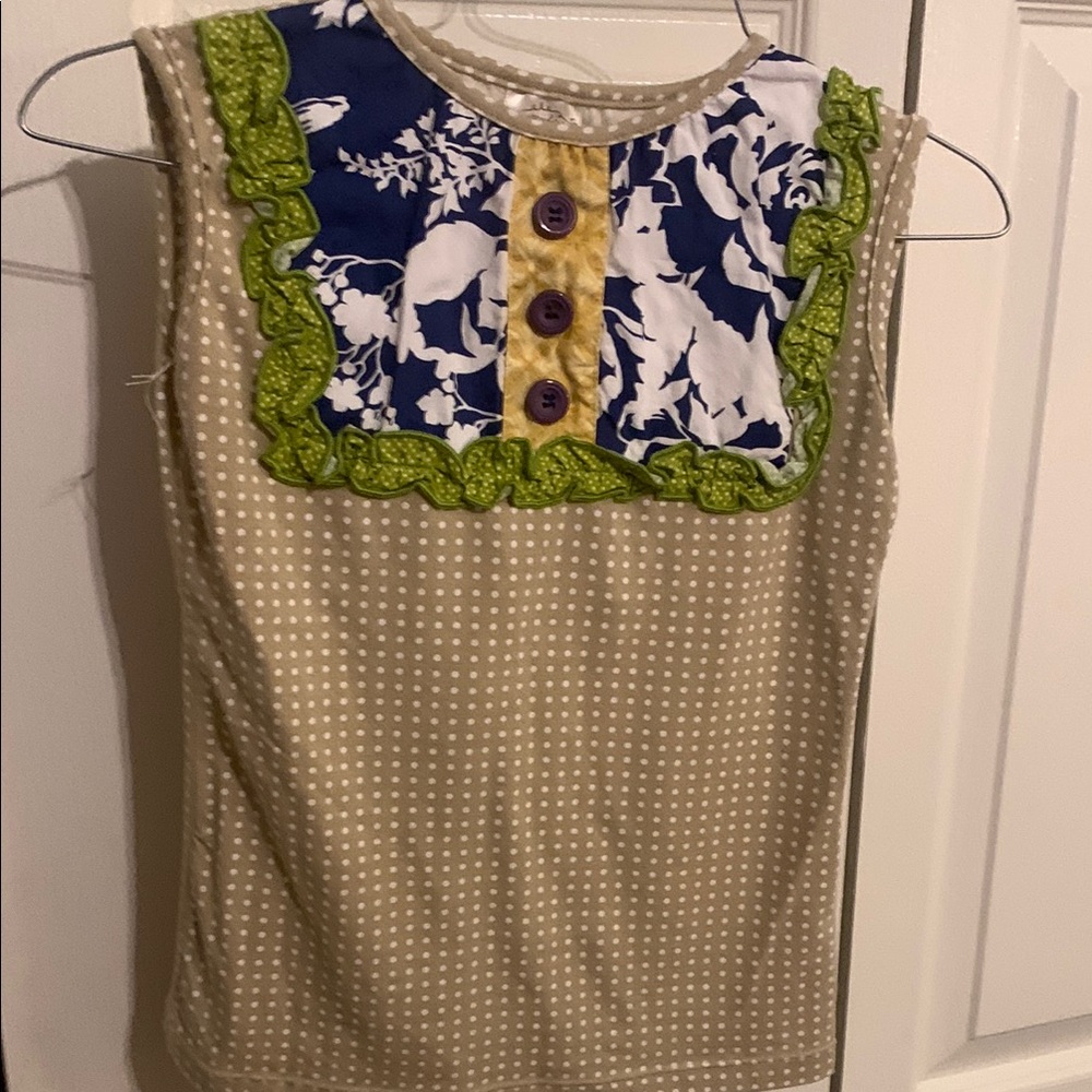 Polka Dot Sleeveless Top with Floral Accents persnickety girls 10
